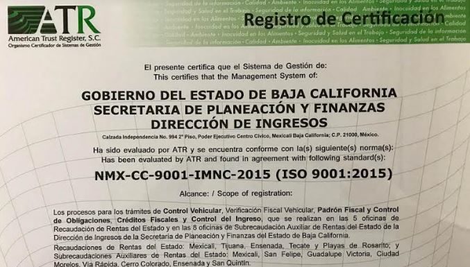 Recibe gobierno del estado certificación en trámites vehiculares