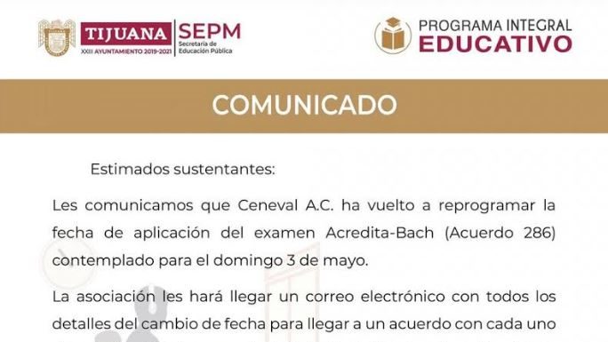Reprograma SEPM la fecha de aplicación para examen Ceneval