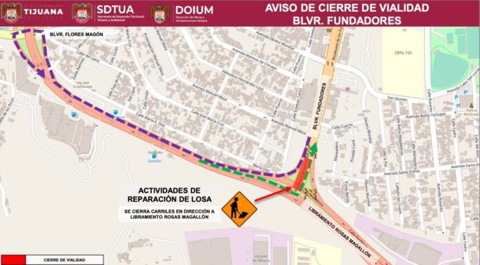 CERRARÁN DE MANERA PARCIAL CRUCE DE BULEVAR FUNDADORES HACIA ROSAS MAGALLÓN