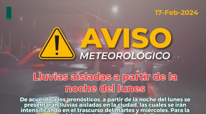 ADVIERTE PROTECCIÓN CIVIL TIJUANA A POBLACIÓN POR LLUVIAS