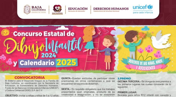 INICIÓ EL CONCURSO ESTATAL DE DIBUJO INFANTIL 2024 Y CALENDARIO 2025 CONVOCADO POR EL SISTEMA DIF BC