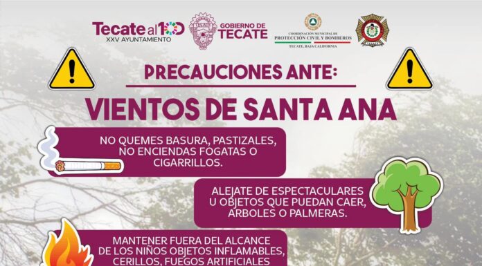 ADVIERTEN A TECATENSES POR LA PRESENCIA DE VIENTOS DE SANTA ANA