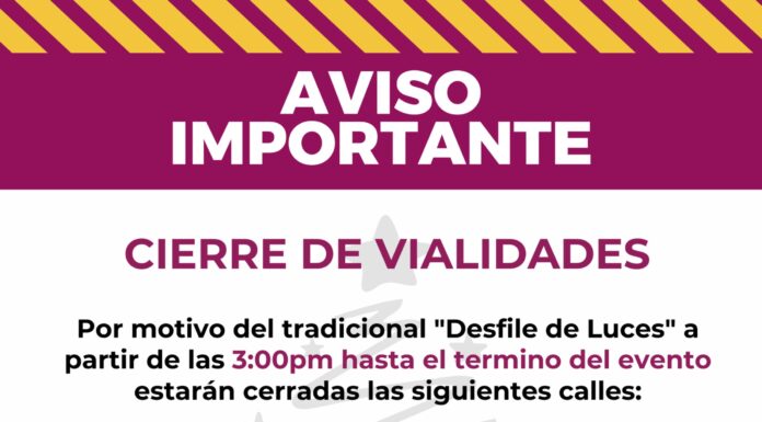 ANUNCIAN CIERRE DE VIALIDADES ESTE SÁBADO 14 DE DICIEMBRE POR DESFILE DE LUCES EN TECATE