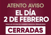HABRÁ SUSPENSIÓN DE LABORES DE GOBIERNO ESTE LUNES 2 DE FEBRERO