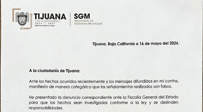 EMITE SECRETARIO DE GOBIERNO DE TIJUANA COMUNICADO EN RESPUESTA A SEÑALAMIENTOS