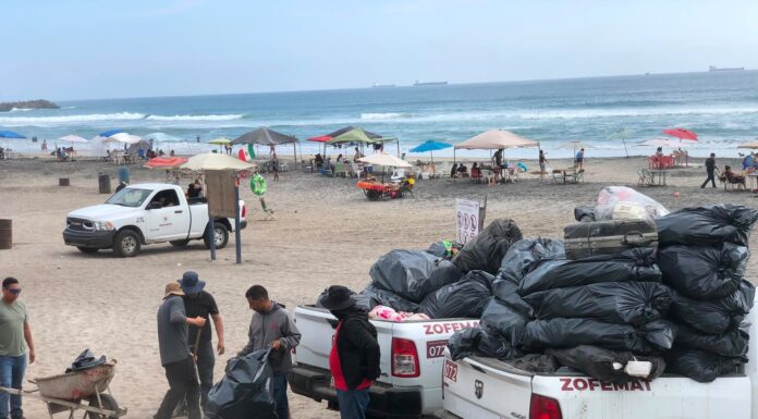 AYUNTAMIENTO DE ROSARITO Y ZOFEMAT RETIRAN MÁS DE 10 TONELADAS DE RESIDUOS DE LAS PLAYAS