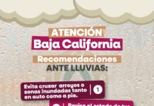EXHORTA PROTECCIÓN CIVIL BC A TOMAR PRECAUCIONES ANTE PRONÓSTICO DE PRECIPITACIONES PARA EL FIN DE SEMANA