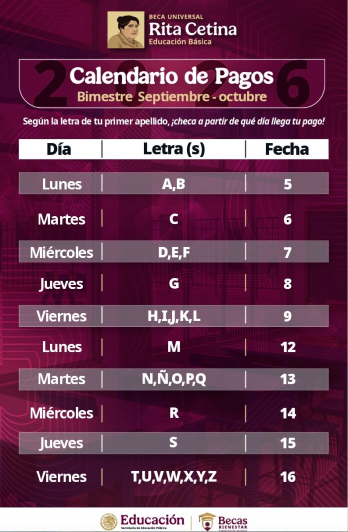 Anuncian calendario de pagos